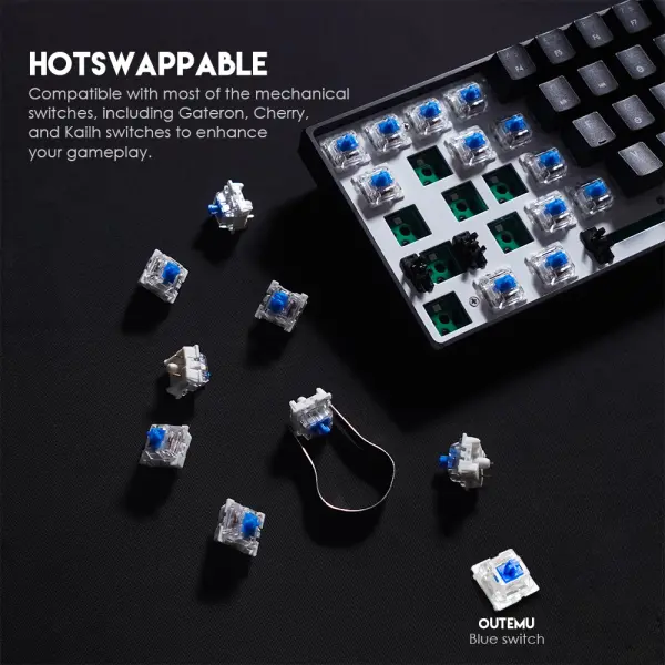 Tastatura Mehanicka Gaming Fantech MK857 RGB Maxfit61 crna (Blue switch)