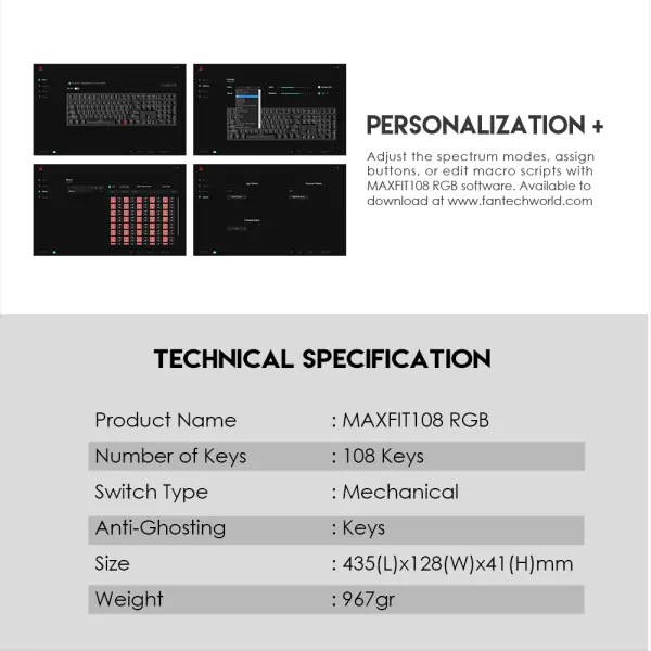 Tastatura Mehanicka Gaming Fantech MK855 RGB Maxfit 108 Space Edition (Blue switch)
