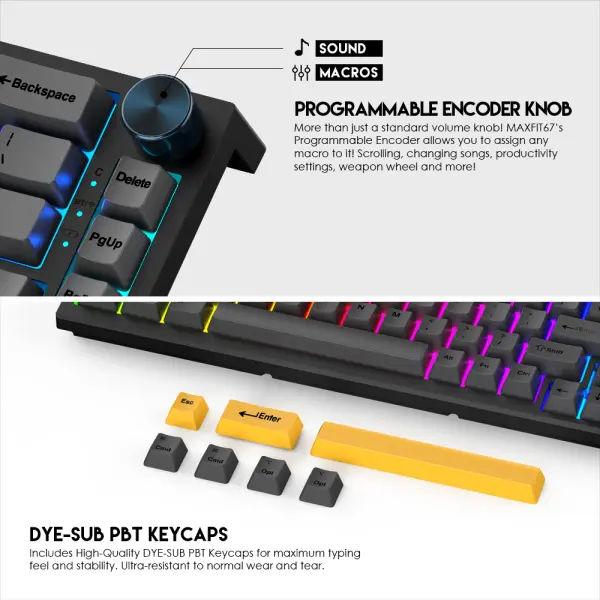 Tastatura Mehanicka Gaming Fantech MK858 RGB Maxfit67 crna (brown switch)