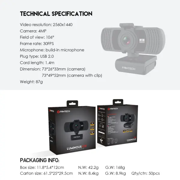 Web kamera Fantech C31 Luminous crna