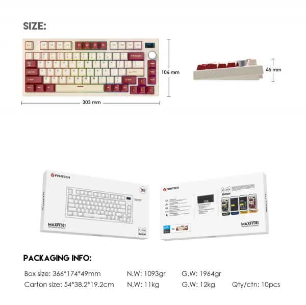 Tastatura Mehanicka Gaming Fantech MK910 RGB Vibe Maxfit 81 Royal Prince Wireless (Yellow switch)