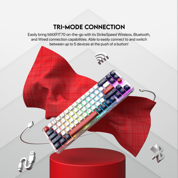 Tastatura Mehanicka Gaming Fantech MK911 RGB Vibe Maxfit 70 Epic Greyscale Wireless (Yellow switch)
