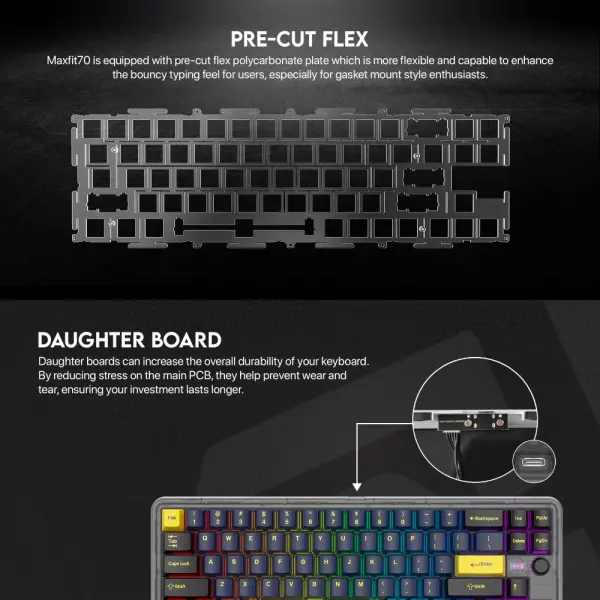 Tastatura Mehanicka Gaming Fantech MK911 RGB Vibe Maxfit 70 London Tour Wireless (Yellow switch)