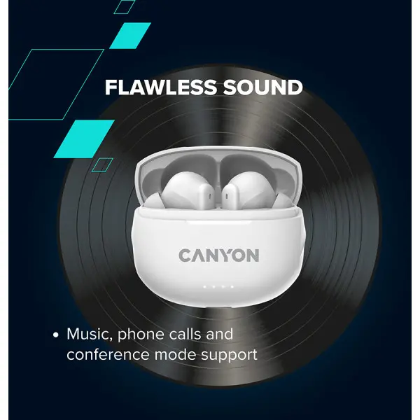 CANYON TWS-8, Bluetooth headset, with microphone, with ENC, BT V5.3 BT V5.3 JL 6976D4, Frequence Response:20Hz-20kHz, battery EarBud 40mAh*