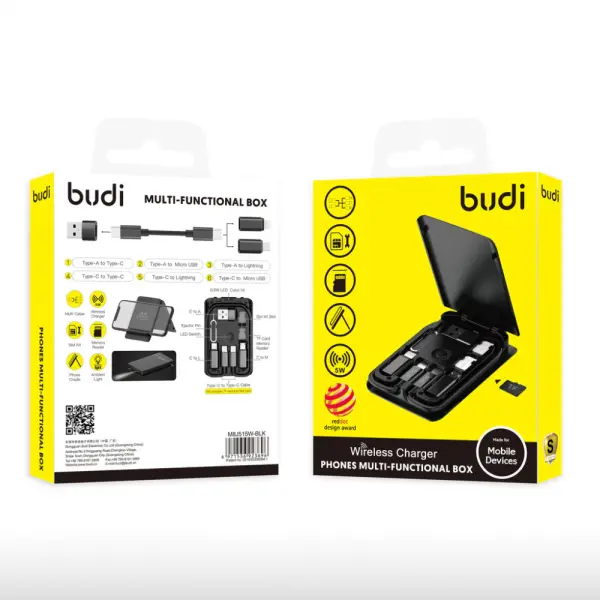 Multifunkcionalni box wireless punjac Budi Magsafe 15W 14 u 1 crni