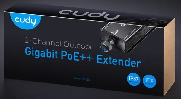 Cudy POE25 30W Gigabit PoE+/PoE Injector, 2-Channel Outdoor PoE Extender, 100m