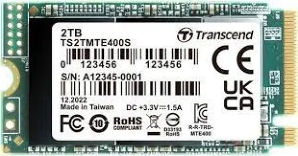 2TB, M.2 2242, PCIe Gen3x4, NVMe, SATA3 M Key, 3D NAND, DRAM-less, Read up to 2000 MB/s, Write up to 1700 MB/s, Single-sided ( TS2TMTE400S 