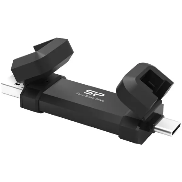 Silicon Power 250GB DS72 Dual USB-CUSB 3.2 Gen 2, Portable External SSD, Steam Deck and iPhone 15 Pro, RW: up to 1050MBs; 850MBs, Black ( S