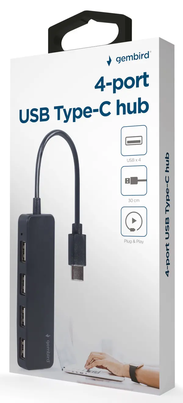 UHB-CM-U2P4-01 Gembird 4-port USB Type-C HUB, black