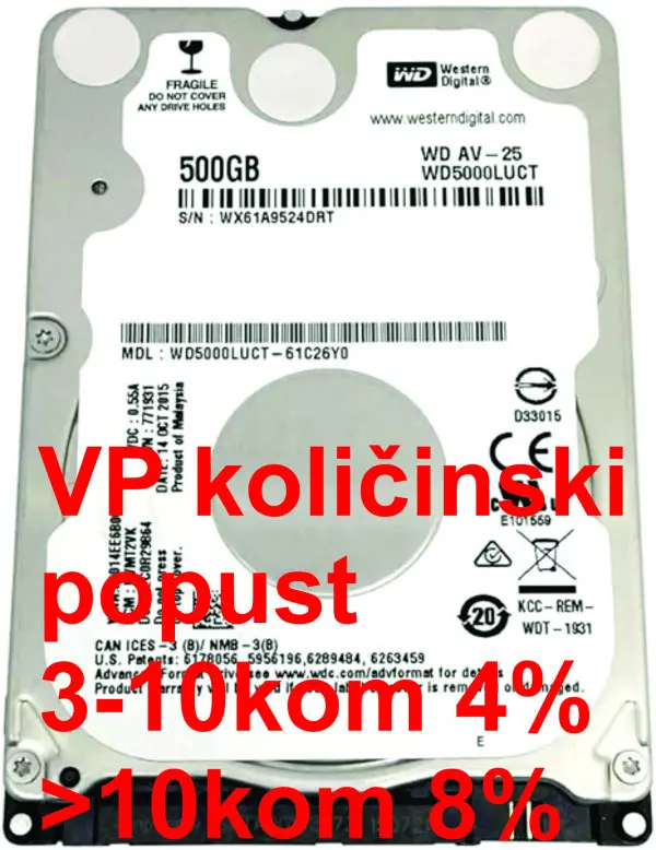 HDD 2.5 ** 500GB WD5000LUCT WD 16MB 5400RPM SATA 7mm