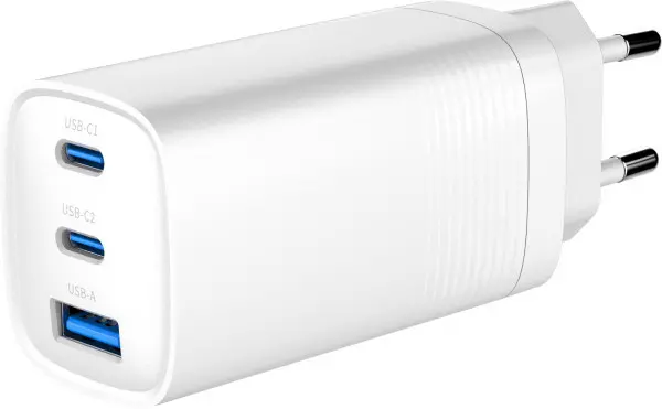 TA-UC-PDQC65-01-W Gembird 3-port 65 W GaN USB PowerDelivery fast charger, white