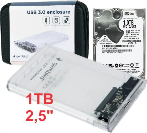 HDD 2.5 * 1TB SET USB 3.0 SATA eksterno kuciste + 1TB WD10JUCT WD  EE2-U3S9-6 (3999)