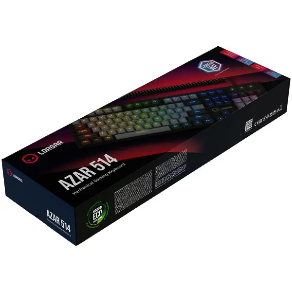 LORGAR Azar 514, Wired mechanical gaming keyboard, RGB backlight, 1680000 colour variations, 18 modes, keys number: 104, 50M clicks, linear