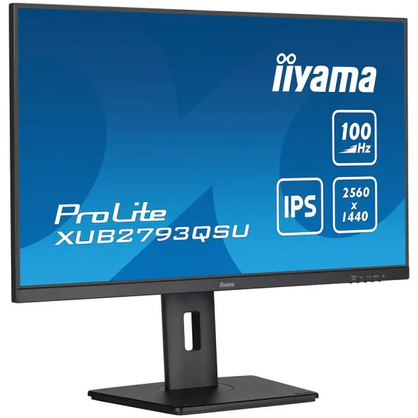 IIYAMA Monitor LED XUB2793QSU-B6 27'' WQHD IPS 2560 x 1440 @100Hz 16:9 250 cdm˛ 1300:1 1ms HDMI DP USB Hub 3.2, height, swivel, tilt, pivot 