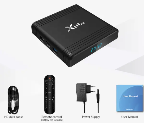 GMB-X96 AIR 4/32GB DDR3 smart TV box S905X3, Mali G31 4K KODI Android 9.0 BT 2.4+5.8G,