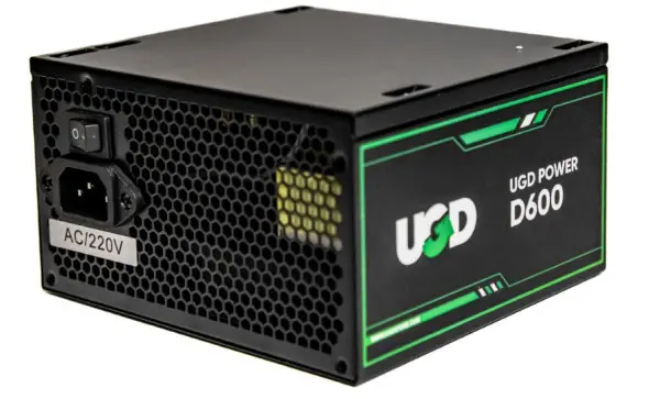 Napajanje D600 600W UGD power 12cm FAN, 20+4pin, 4+4pin, 3xSATA, 1xIDE, 2x6+2pin Black