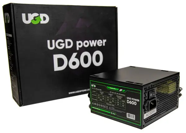Napajanje D600 600W UGD power 12cm FAN, 20+4pin, 4+4pin, 3xSATA, 1xIDE, 2x6+2pin Black