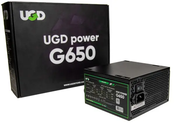 Napajanje G650 650W UGD Power 12cm FAN, 20+4pin, 4+4pin, 4xSATA, 2xIDE, 2x6+2pin 80Plus, Black