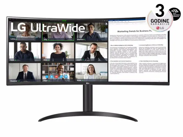 Monitor LG 34WR55QC-B 34''VA,zakrivljen,21:93440x1440100Hz5ms GtGHDMIx2,DP,USBfreesyncvisina' ( '34WR55QC-B.AEU' ) 