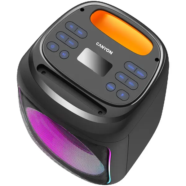 CANYON OnFun 5, Partybox speaker,Spec: speaker drivers: 6.5+1.5tweeter Power Output : 40W Lithium Battery : 7.4v 3600mAh Function : AUX+TF+