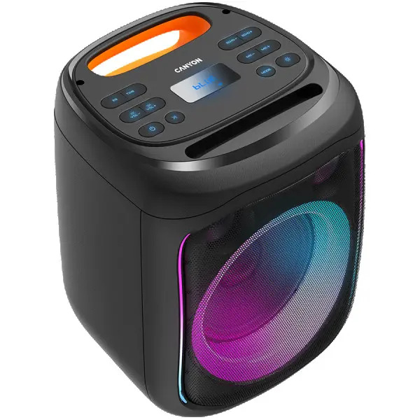 CANYON OnFun 5, Partybox speaker,Spec: speaker drivers: 6.5+1.5tweeter Power Output : 40W Lithium Battery : 7.4v 3600mAh Function : AUX+TF+