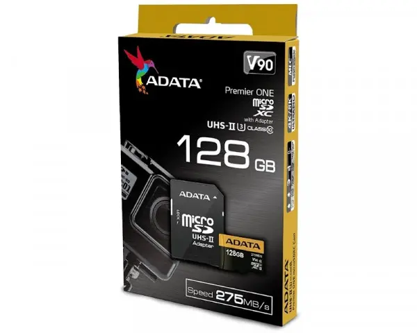 A-DATA UHS-II U3 MicroSDXC 128GB V90 class 10 + adapter AUSDX128GUII3CL10-CA1