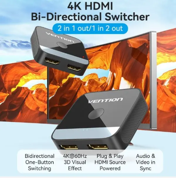 HDMI switch Vention AKOB0 dvosmerni 4K 2-11-2