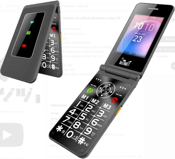 FLIP XXL MOBILNI TELEFON,Veliki displej u boji 2,8 inča, Dual SIM (2G), FM, BT, 1400 mAh