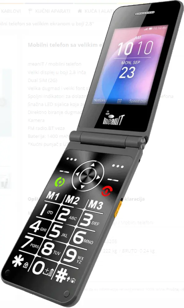 FLIP XXL MOBILNI TELEFON,Veliki displej u boji 2,8 inča, Dual SIM (2G), FM, BT, 1400 mAh