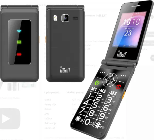 FLIP XXL MOBILNI TELEFON,Veliki displej u boji 2,8 inča, Dual SIM (2G), FM, BT, 1400 mAh