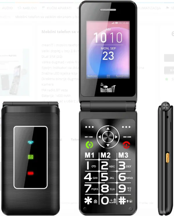 FLIP XXL MOBILNI TELEFON,Veliki displej u boji 2,8 inča, Dual SIM (2G), FM, BT, 1400 mAh