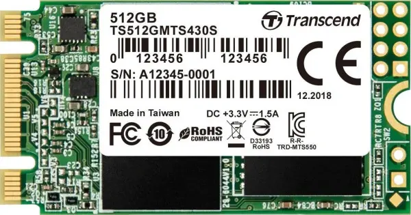 512GB, M.2 2242 SSD, SATA3 B+M Key, TLC ( TS512GMTS430S ) 