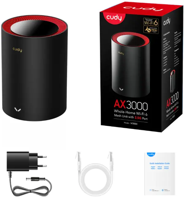 Cudy M3000(1-Pack) AX3000 Wi-Fi 6 Mesh  2.5G Solution
