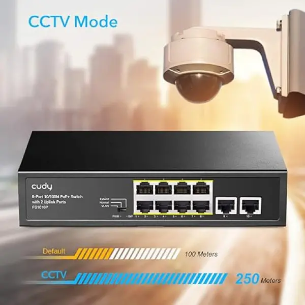 Cudy GS1010PS2 8-Port Gigabit PoE+ Switch with 2 Gigabit Uplink ports and 2 Gigabit SFP slot 120W