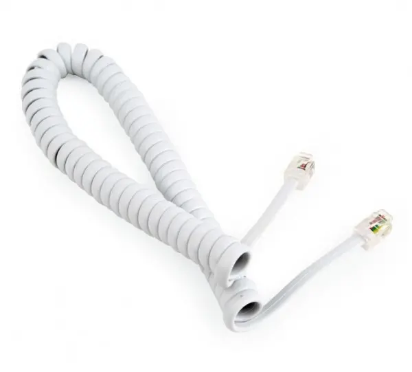 TC4P4CS-2M-W Gembird Telefonski kabl spiralni za slusalicu, RJ10 (4P4C), 2m, white