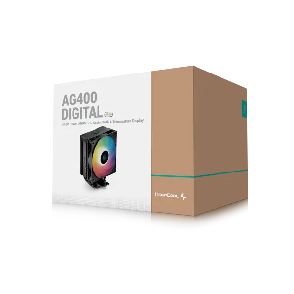 DeepCool AG400 DIGITAL ARGB 4xHeat Pipe, Real-TimeCPU Screen, 220W 120mm 2100rpm 76CFM, BK Intel/AMD