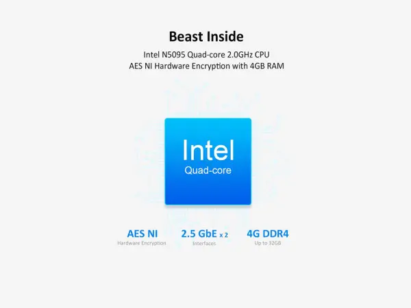 NAS TerraMaster 6 bay Intel Celeron N5095 4C up to 2.9 Ghz4GB DDR4120W2x RJ-45 2.5GbE LAN' ( 'T6-423' ) 
