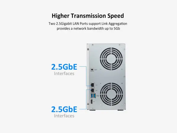 NAS TerraMaster 6 bay Intel Celeron N5095 4C up to 2.9 Ghz4GB DDR4120W2x RJ-45 2.5GbE LAN' ( 'T6-423' ) 