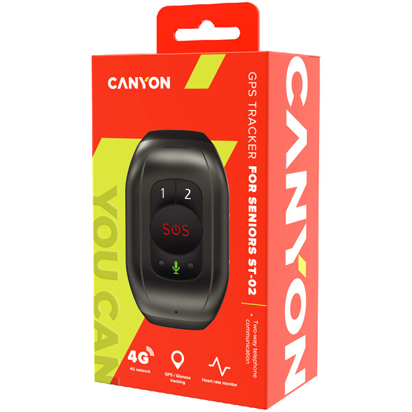 CANYON ST-02, Senior Tracker, UNISOC 8910DM, GPS function, SOS button, IP67 waterproof, single SIM, 32+32MB, GSM(85090018001900MHz), 4G Bra