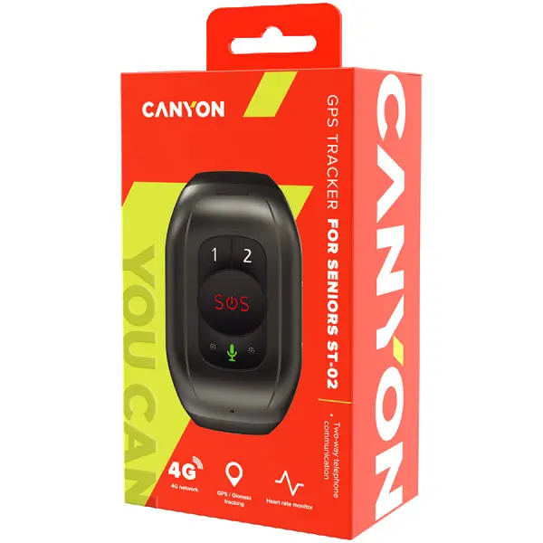 CANYON ST-02, Senior Tracker, UNISOC 8910DM, GPS function, SOS button, IP67 waterproof, single SIM, 32+32MB, GSM(85090018001900MHz), 4G Bra