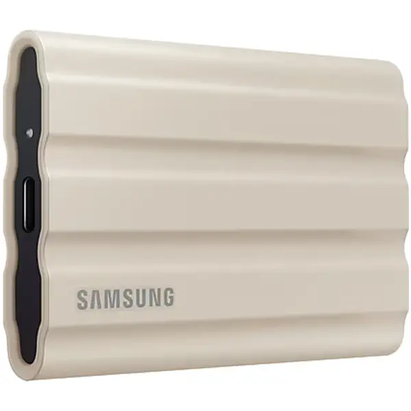 SAMSUNG T7 Shield Ext SSD 1000 GB USB-C beige 10501000 MBs 3 yrs, included USB Type C-to-C and Type C-to-A cables, 
Rugged storage featurin