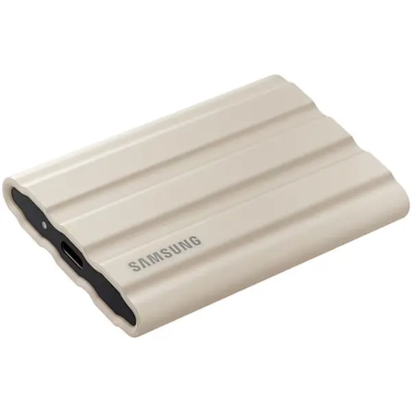 SAMSUNG T7 Shield Ext SSD 1000 GB USB-C beige 10501000 MBs 3 yrs, included USB Type C-to-C and Type C-to-A cables, 
Rugged storage featurin