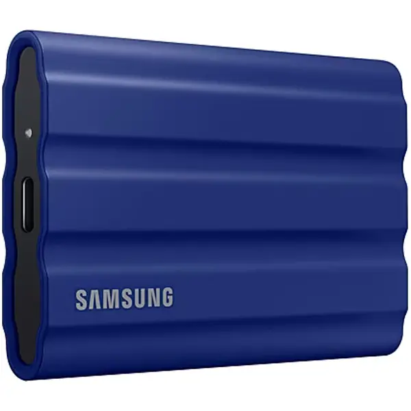 SAMSUNG T7 Shield Ext SSD 2000 GB USB-C blue 10501000 MBs 3 yrs, included USB Type C-to-C and Type C-to-A cables, 
Rugged storage featuring