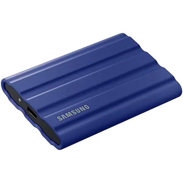 SAMSUNG T7 Shield Ext SSD 2000 GB USB-C blue 10501000 MBs 3 yrs, included USB Type C-to-C and Type C-to-A cables, 
Rugged storage featuring