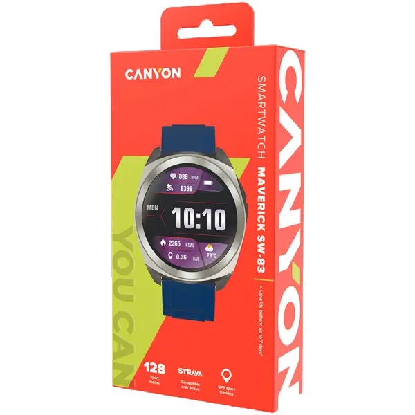 CANYON Maverick SW-83,Smart Watch,Realtek 8762DT, IPS 1.32 360x360,ARM Cortex-M4F,RAM192KBROM128MB,400mAh 3.8v,GPS,128 Sport modes, IP68,ST