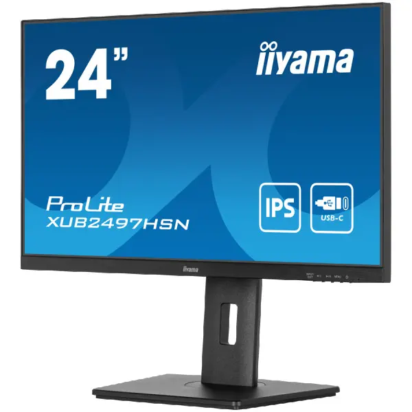IIYAMA Monitor LED XUB2497HSN-B1 24'' IPS 1920 x 1080 @100Hz  16:9 250cd 1300:1 1ms HDMI DP DO Out USB Hub, USB Type C 65W RJ45 	height, swi