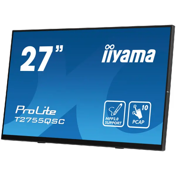 IIYAMA Monitor LED T2755QSC-B1  27'' Optical Bonded PCAP 10pt IPS Edge to edge glass 2560 x 1440 @75Hz 400 cdm˛ HDMI DP USB Hub Tilt angle	1