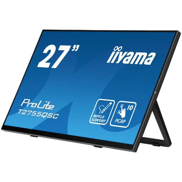 IIYAMA Monitor LED T2755QSC-B1  27'' Optical Bonded PCAP 10pt IPS Edge to edge glass 2560 x 1440 @75Hz 400 cdm˛ HDMI DP USB Hub Tilt angle	1