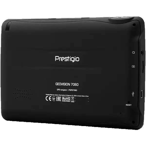 Prestigio GeoVision 7060, 7'' (800*480) TN display, WinCE 6.0, 800MHz Mstar MSB2531 Cortex A7, 128MB DDR, 8GB Flash, 1500mAh battery, colorb