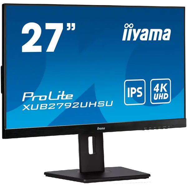 IIYAMA 27'' ETE IPS-panel, 3840x2160 UHD, 4ms, 15cm height adj. stand, 300cdm˛, DVI, HDMI, DisplayPort, Speakers, USB-HUB 2x 3.0 ( XUB2792UH